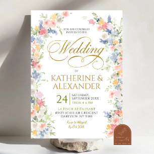 Pastel Spring Floral Wedding Save The Date Invitation