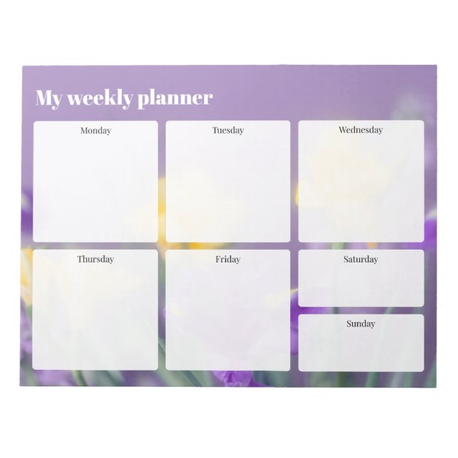 Pastel spring, floral Weekly Planner Notepad (Front)