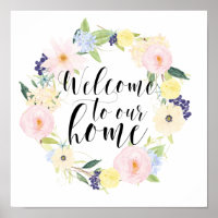 Pastel Spring Floral Wreath Welcome To Our Home