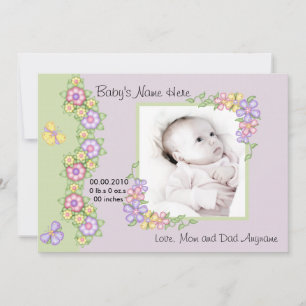 Pastel Spring Flowers Baby Announcement