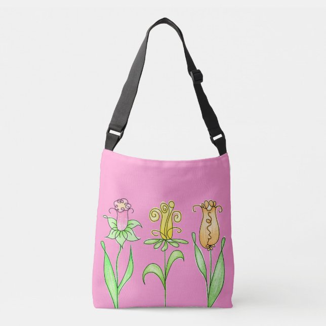 Pastel Spring Flowers Crossbody Bag (Front)