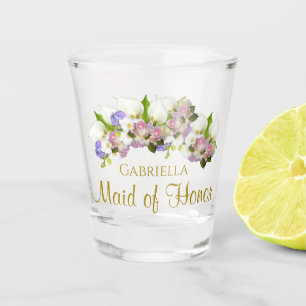 Pastel Spring Flowers Maid of Honour Wedding Shot Glass