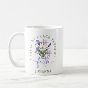 Pastel Spring Flowers Saved by Grace through Faith Coffee Mug
