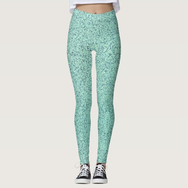 Pastel Spring Green Concrete Texture Leggings (Front)