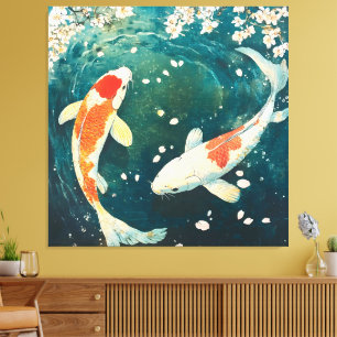 Pastel Spring Koi Blossom Canvas Print