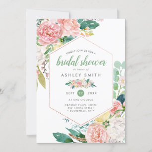 Pastel Spring   Modern Floral Frame Bridal Shower Invitation