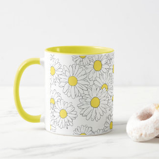 Pastel spring modern yellow daisy pattern mug
