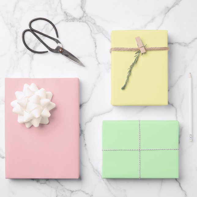 Pastel Spring – Pink, Yellow, Green Wrapping Paper (Front)