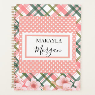 Pastel Spring Plaid Personalized Planner 