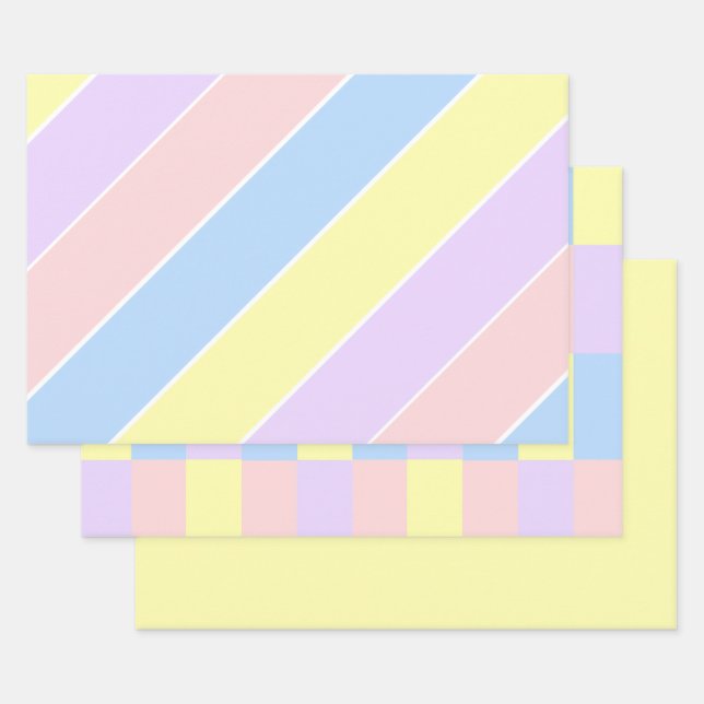 Pastel Spring Stripes  Wrapping Paper Sheets (Set)