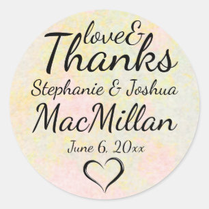 Pastel Spring Wedding Cake Box Labels, Typography Classic Round Sticker