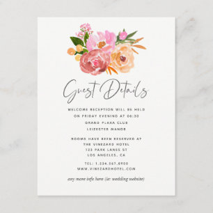 Pastel Spring Wedding Floral Wedding Guest Details Enclosure Card