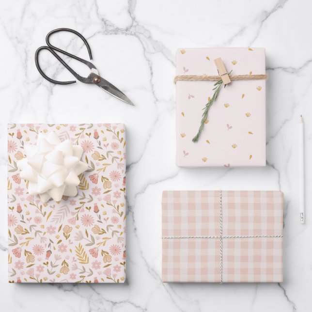 Pastel Spring Wildflower Wrapping Paper Sheet (Front)