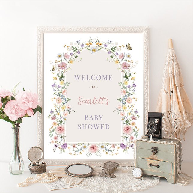 Pastel Spring Wildflowers Baby Shower Welcome  Poster (Creator Uploaded)