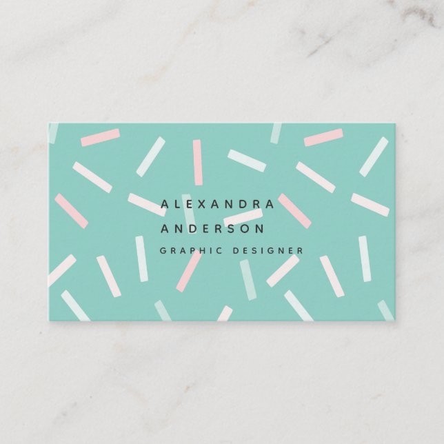 Pastel Sprinkles Mint Green Business Card (Front)