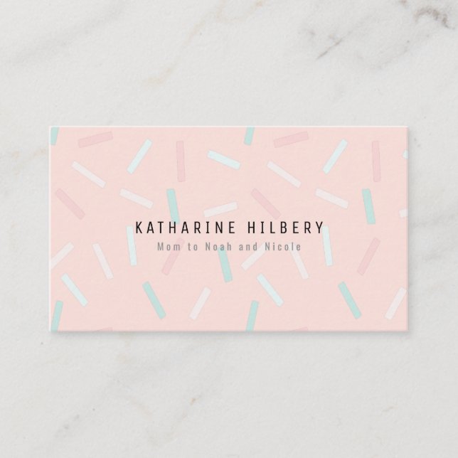 Pastel Sprinkles Pink Mummy Business Card (Front)