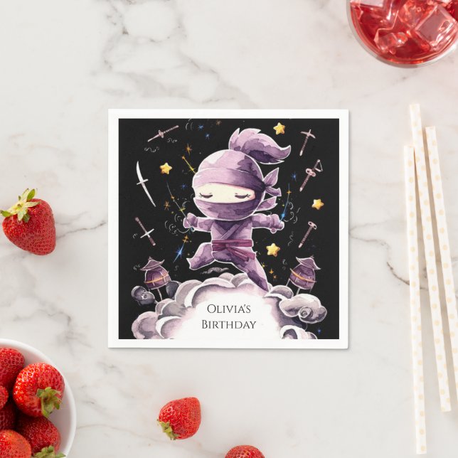 Pastel Spy Ninja Birthday Napkin (Insitu)