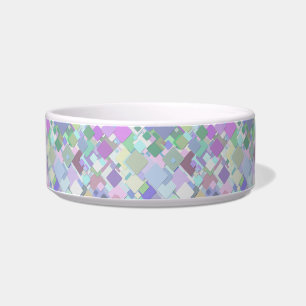 pastel squares cat food bowl