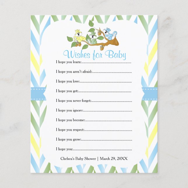 Pastel Squirrel Baby Boy Shower - Wishes (Front)