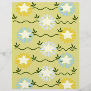 Pastel Star Floral Pattern Scrapbook Paper