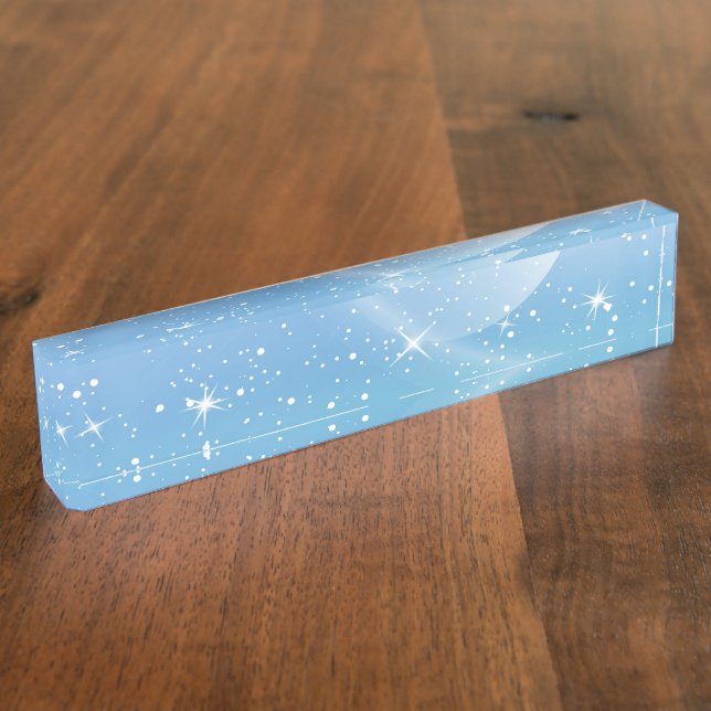 Pastel Starry Sky Blue Gradient Moon Galaxy Design Nameplate (Side)