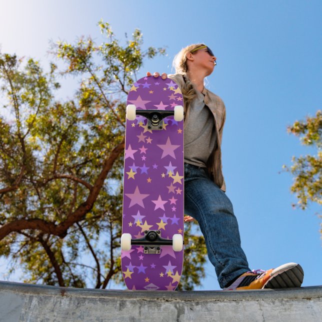 Pastel Stars Amethyst Purple Skateboard HAMbWG (Outdoor 1)