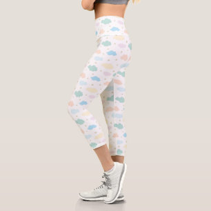 Pastel Stars & Clouds Capri Leggings