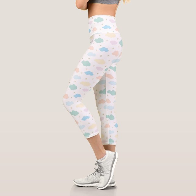 Pastel Stars & Clouds Capri Leggings (Left)