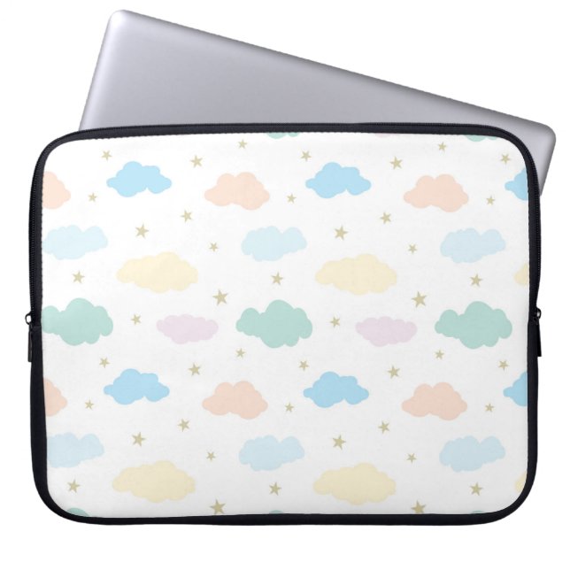 Pastel Stars & Clouds Laptop Sleeve (Front)