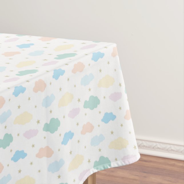 Pastel Stars & Clouds Tablecloth (In Situ)