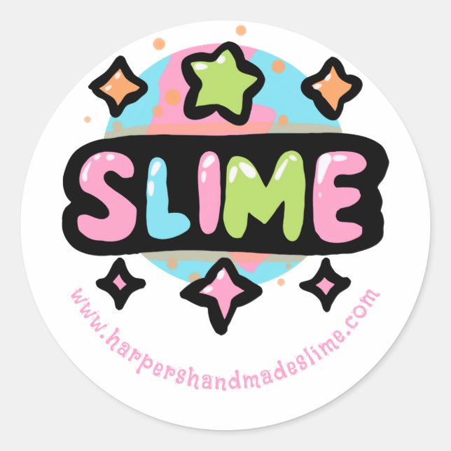 pastel stars slime template logo classic round sticker (Front)
