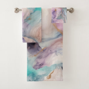 PASTEL STORM MARBLE SWIRL BATHROOM TOWEL SET