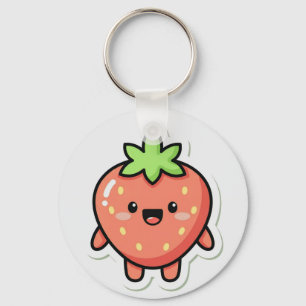 Pastel Strawberry Aesthetic Sticker – Cute Fruit I Key Ring