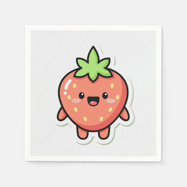 Pastel Strawberry Aesthetic Sticker – Cute Fruit I Napkin (Front)