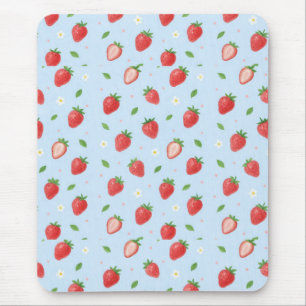 Pastel Strawberry Dreams Seamless Pattern Mouse Mat