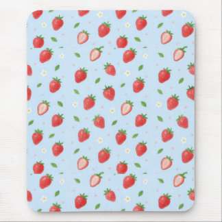 Pastel Strawberry Dreams Seamless Pattern Mouse Mat