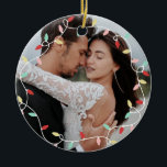 Pastel String Lights 1st Christmas As Mr & Mrs Ceramic Tree Decoration<br><div class="desc">First Christmas As Mr & Mrs ornament with pastel string lights in red,  pink,  mint,  and yellow with a vintage swirly script on the other side personalised with the year.</div>