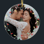 Pastel String Lights 1st Christmas As Mr & Mrs Ceramic Tree Decoration<br><div class="desc">First Christmas As Mr & Mrs ornament with pastel string lights in red,  pink,  mint,  and yellow with a vintage swirly script on the other side personalised with the year.</div>