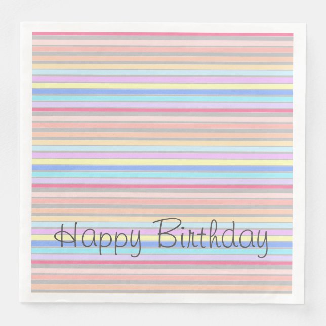 Pastel Stripe Paper Dinner Napkins (Front)