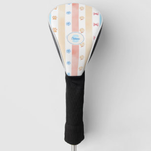 Pastel Stripe - Paw Prints, Blue Flower, Pink Bows Golf Head Cover