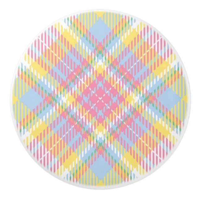 Pastel Stripe Plaid Ceramic Knob (Front)