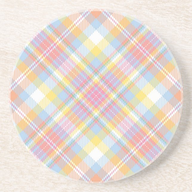 Pastel Stripe Plaid Coaster (Front)