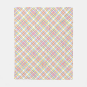 Pastel Stripe Plaid Fleece Blanket