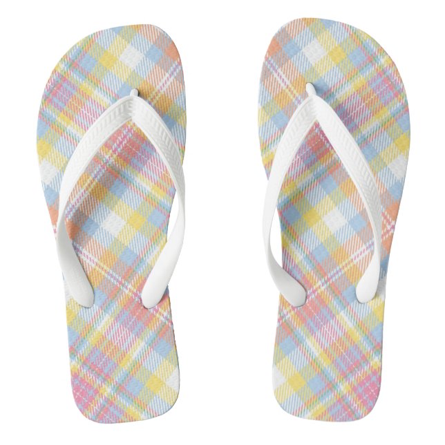 Pastel Stripe Plaid Flip Flops (Footbed)