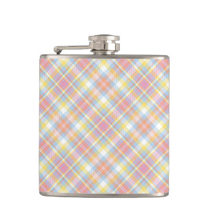 Pastel Stripe Plaid Hip Flask