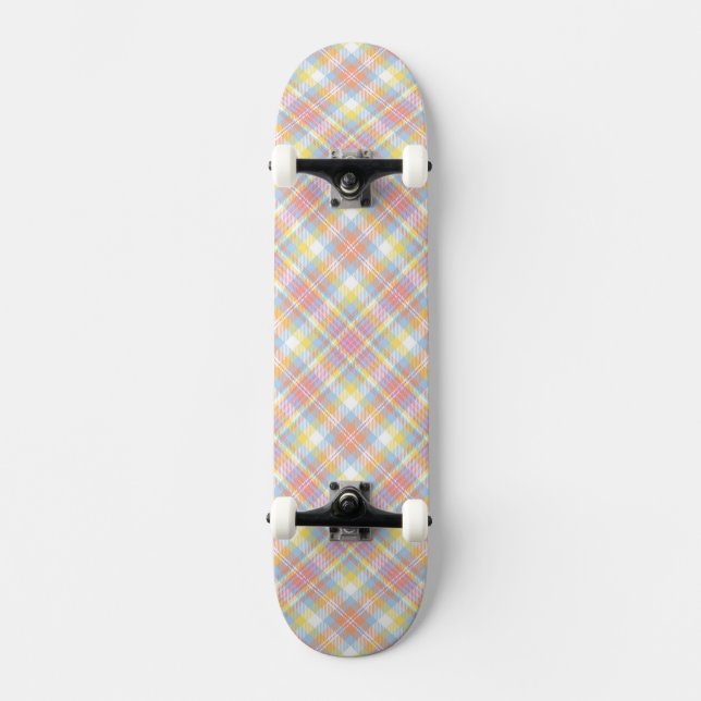 Pastel Stripe Plaid Skateboard (Front)