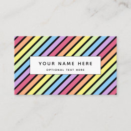 Pastel Stripe Rainbow Black Rainbow Pattern Business Card
