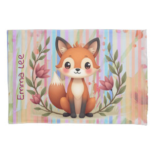 Pastel stripe with little animal pillowcase
