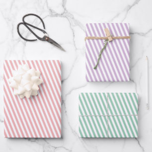 Pastel Striped Any Occasion Wrapping Paper Sheet