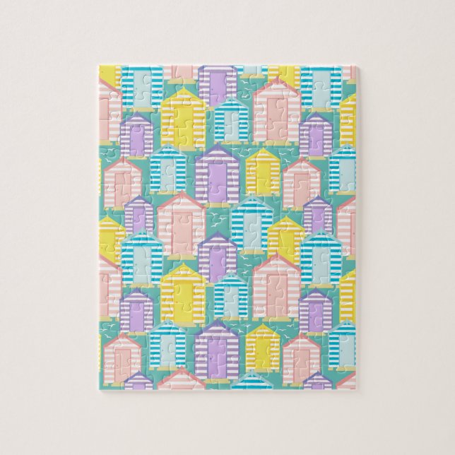 Pastel Striped Beach Huts Jigsaw Puzzle (Vertical)